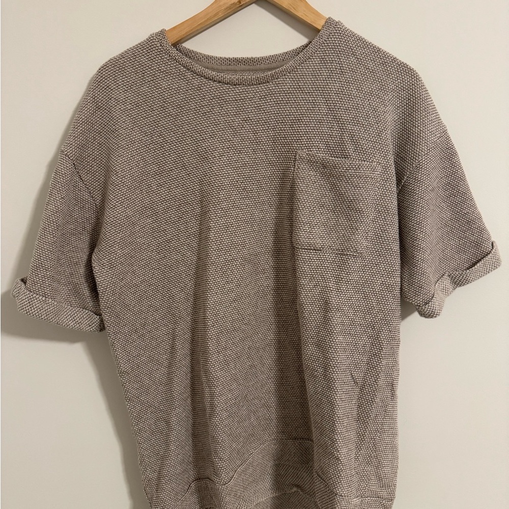 Zara Taupe Short Sleeve Tee with Pocket